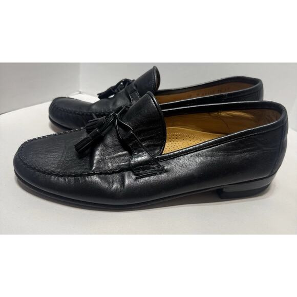 Allen Edmonds Urbino Men\'s 10 D Black Leather Tassel Loafers Made in Italy main image 4